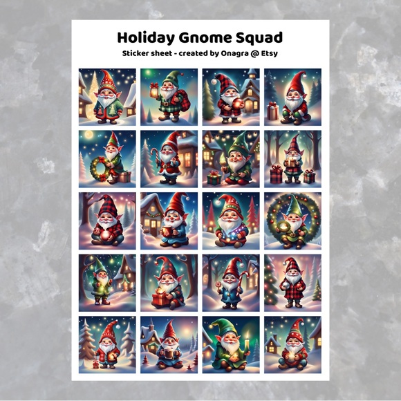 3 /💲20 Stickers! Holiday Gnome Squad Christmas stickers - Picture 2 of 3